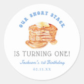 Jongen onze Short Stack wordt één verjaardag Ronde Sticker (Voorkant)