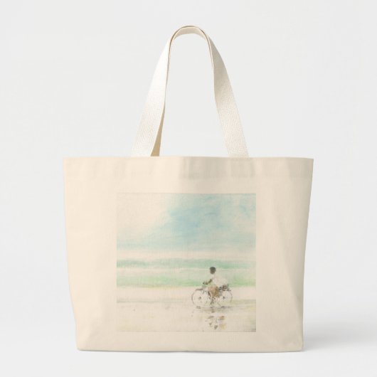 Jongen op de fiets grote tote bag (Voorkant)