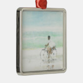 Jongen op de fiets metalen ornament (Rechts)