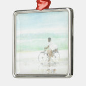 Jongen op de fiets metalen ornament (Links)