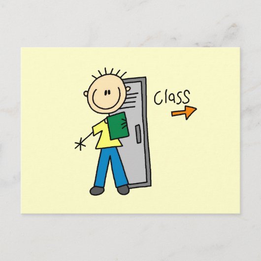 Jongen op school briefkaart (Voorkant)