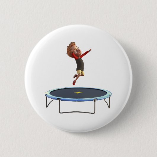 Jongen op Trampoline Ronde Button 5,7 Cm (Voorkant)