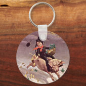  jongen op varken sleutelhanger (Voorkant)