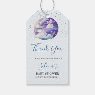 Jongen Over de Maan Moderne Baby Shower Cadeaulabel
