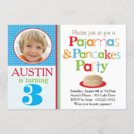 Jongen Pancakes & Pajamas Party Invitation (Foto) Kaart