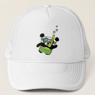 Jongen Panda in Swimsuit Snorkeling Trucker Pet