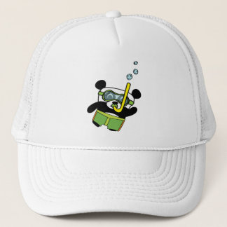 Jongen Panda in Swimsuit Snorkeling Trucker Pet