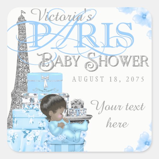 Jongen Paris Baby Shower Stickers (Voorkant)