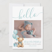 Jongen Pasgeboren Foto Baby Aankondiging (Voorkant)