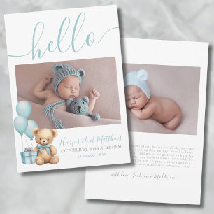 Jongen Pasgeboren Geboorte Foto Baby Aankondiging