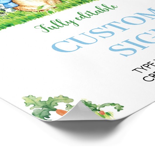 Jongen Peter Konijn Verjaardagsfeestje Custom Sign Poster (Hoek)