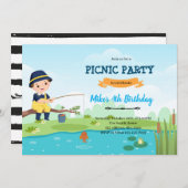 Jongen picknick vissen uitnodiging (Voorkant / Achterkant)
