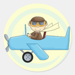 Jongen Pilot Tshirts en Gifts Ronde Sticker