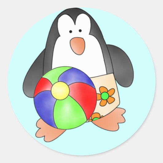 Jongen Pinguïn bij Strand Tshirts en geschenken Ronde Sticker (Voorkant)