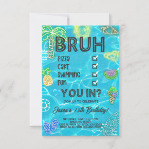 Jongen Pool Beach Verjaardag, neon gloed, breng je Kaart