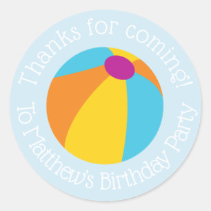 Jongen Pool Birthday Party Classic Round Sticker