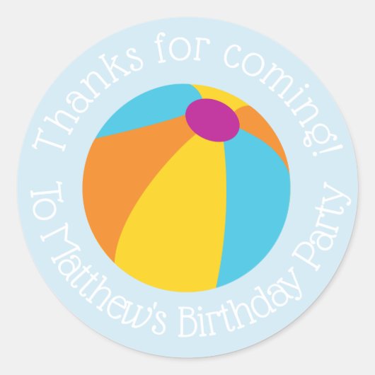 Jongen Pool Birthday Party Classic Round Sticker (Voorkant)