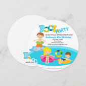 Jongen Pool Party Birthday Invitation Kaart (Voorkant / Achterkant)