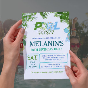 Jongen Pool Party Uitnodiging - Cool Dude Verjaard