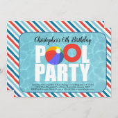 Jongen Pool Party Verjaardagsfeestje Uitnodiging (Voorkant / Achterkant)