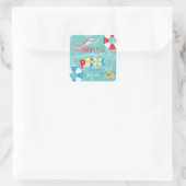 Jongen Pool Party verjaardagshaai dank u gunst Vierkante Sticker (Tas)