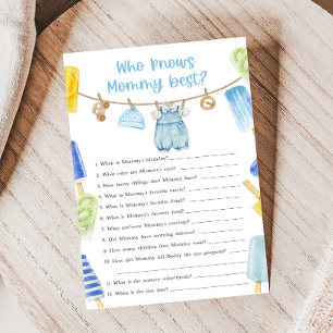 Jongen Popsicle Baby Shower Wie kent Mamma spel