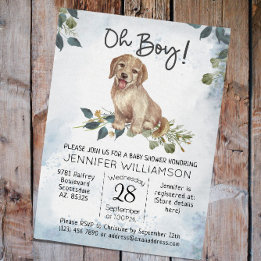 Jongen! Puppy Modern Waterverf Baby shower Kaart