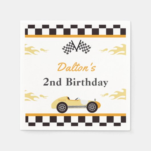 Jongen Race Auto Verjaardagsfeestje Servet (Voorkant)