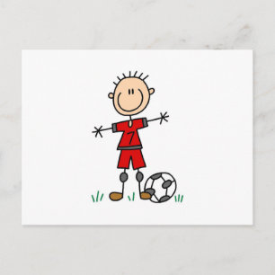 Jongen Red Uniform Soccer Player T-shirts en cadea Briefkaart