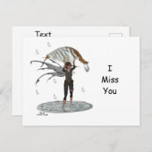 Jongen Regen Fairy Met Blad Briefkaart (Voorkant / Achterkant)