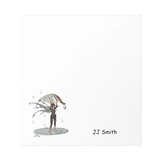 Jongen Regen Fairy Met Blad Notitieblok (Voorkant)