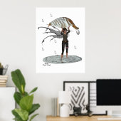 Jongen Regen Fairy Met Blad Poster (Thuiskantoor)