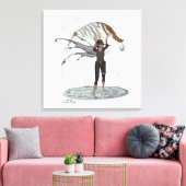 Jongen Regen Fairy Met Leaf Stretched Canvas Print (Insitu (Woonkamer))