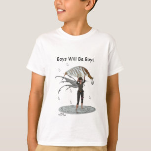 Jongen regen fee met blad jongens T-shirt