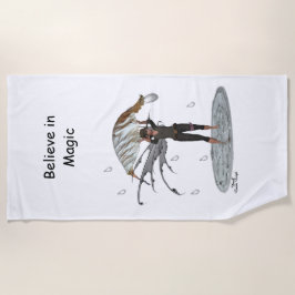 Jongen regen fee met blad strand handdoek