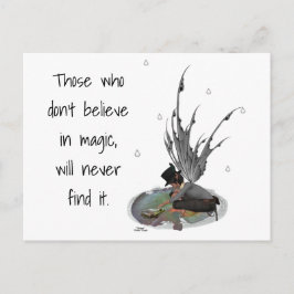 Jongen regen fee met kikker ansichtkaart briefkaart