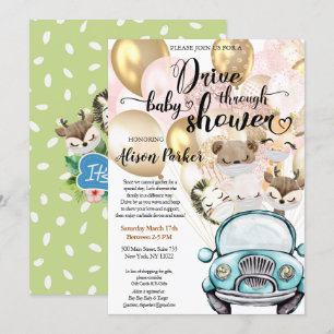 Jongen rijden door Baby shower   Safari Friends Kaart