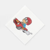 Jongen rijdt rode raceauto servet (Hoek)