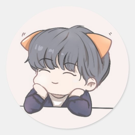 jongen ronde sticker (Voorkant)