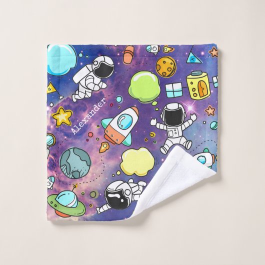 Jongen ruimterastronauts planets Galaxy Bad Handdoek (Wasdoekje)