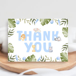 Jongen Safari Dier Baby Shower Bedankkaart