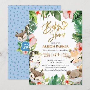 Jongen Safari Dieren Oerwoud Greenery Baby Boy Sho Kaart