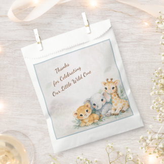Jongen Safari Kleine Wilde Eén Baby Shower Feest Bedankzakje
