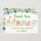 Jongen Safari Party Animal Birthday Bedankt (Voorkant / Achterkant)