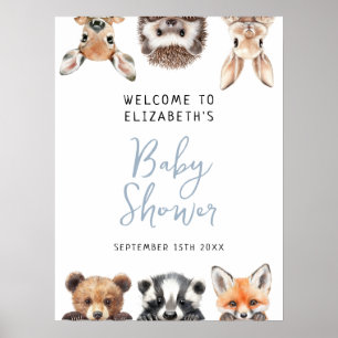 Jongen Schattige Bosdieren Baby Shower Welkomstbor Poster