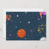 Jongen schip buitenruimte planeet verjaardagsfeest kaart (Achterkant)