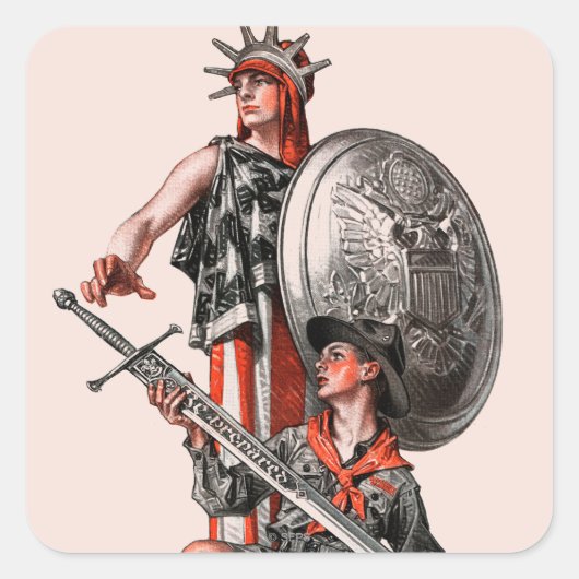 Jongen Scout en Liberty Vierkante Sticker (Voorkant)