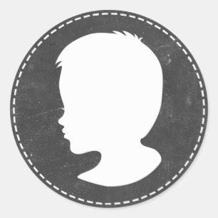 Jongen Silhouet Chalkboard Baby shower Favors Ronde Sticker