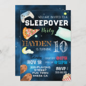 Jongen Sleepover Pizza Pyjama Verjaardag Kaart (Voorkant / Achterkant)