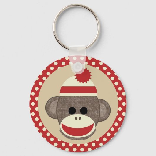 Jongen Sock aap sleutelhanger (Voorkant)